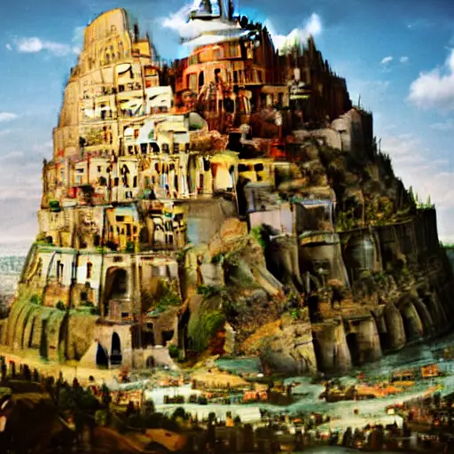 01217-3012319992-A realistic photo of the Babel tower, 4k, detailed, trending in artstation, fantasy vivid colors, photorealism, professional his.webp